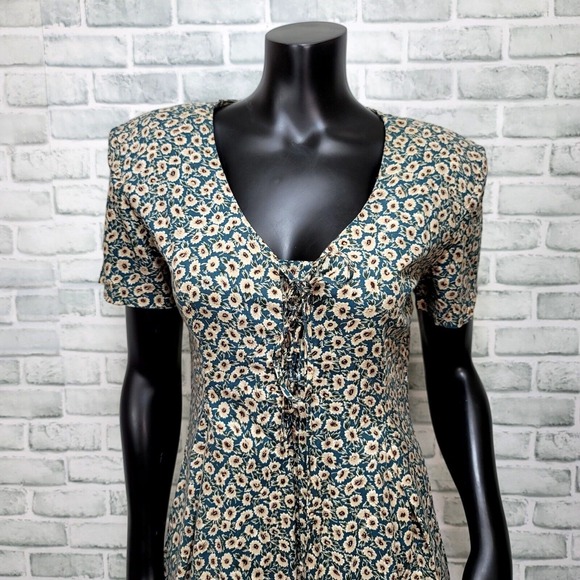 Vintage 90s All That Jazz Floral Jumpsuit Wide Leg Palazzo Grunge Daisy Print M - Picture 4 of 10